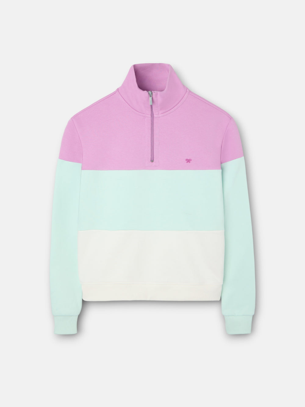 Sweatshirt mulher tricolor roxo e verde