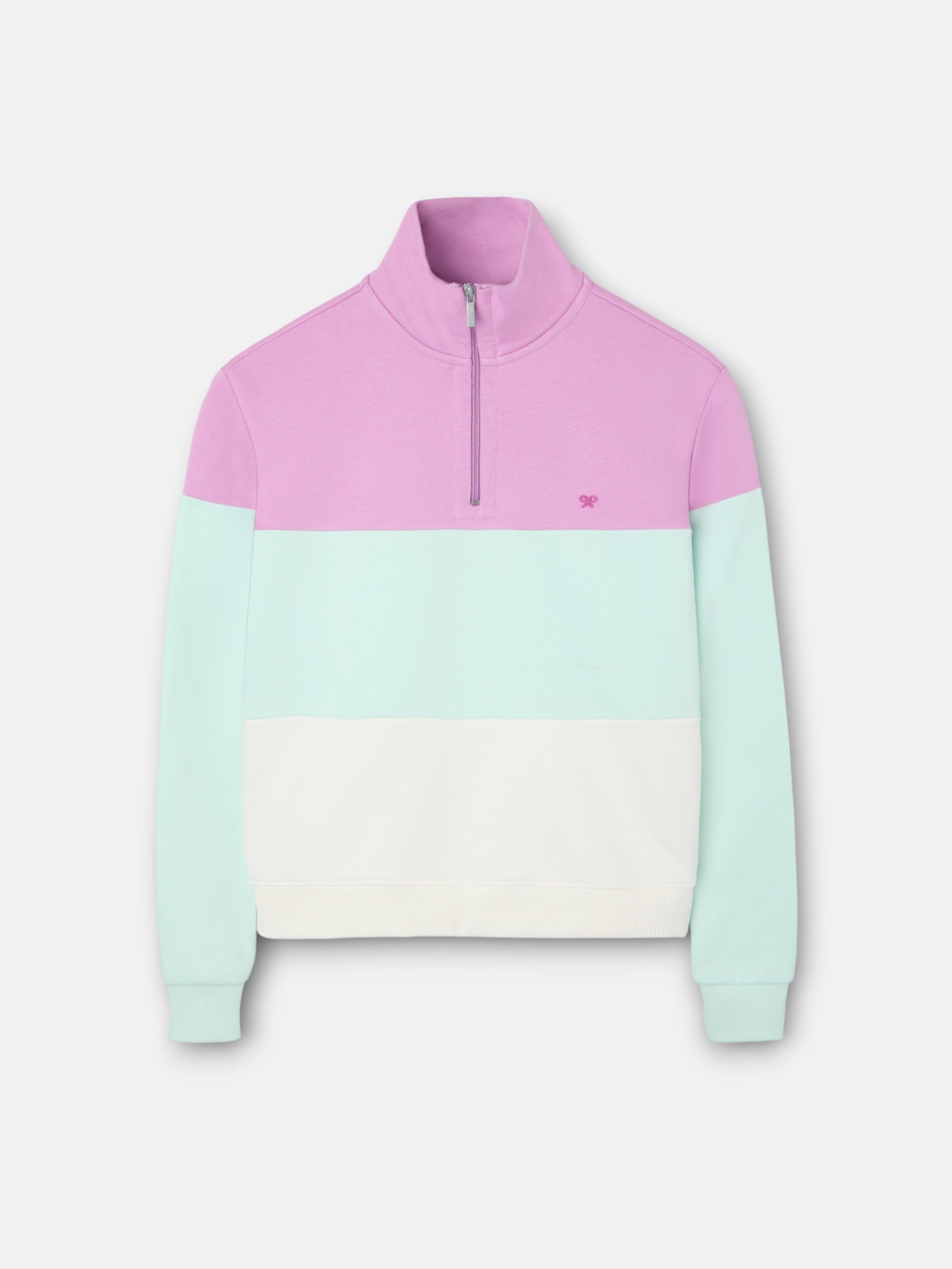 Women's tricolor sweatshirt purple and green