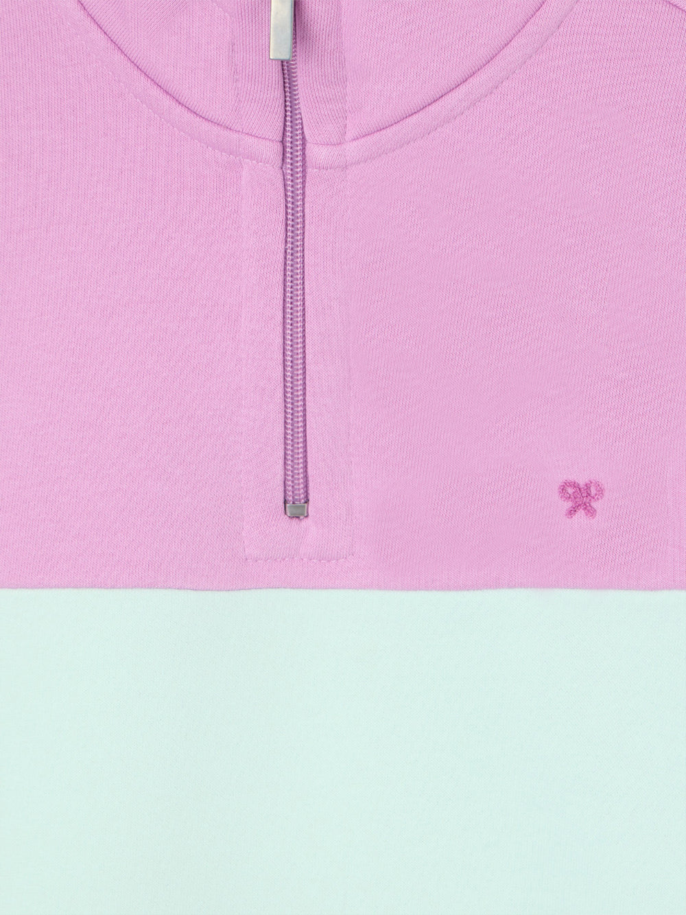 Sweat-shirt femme tricolore violet et vert
