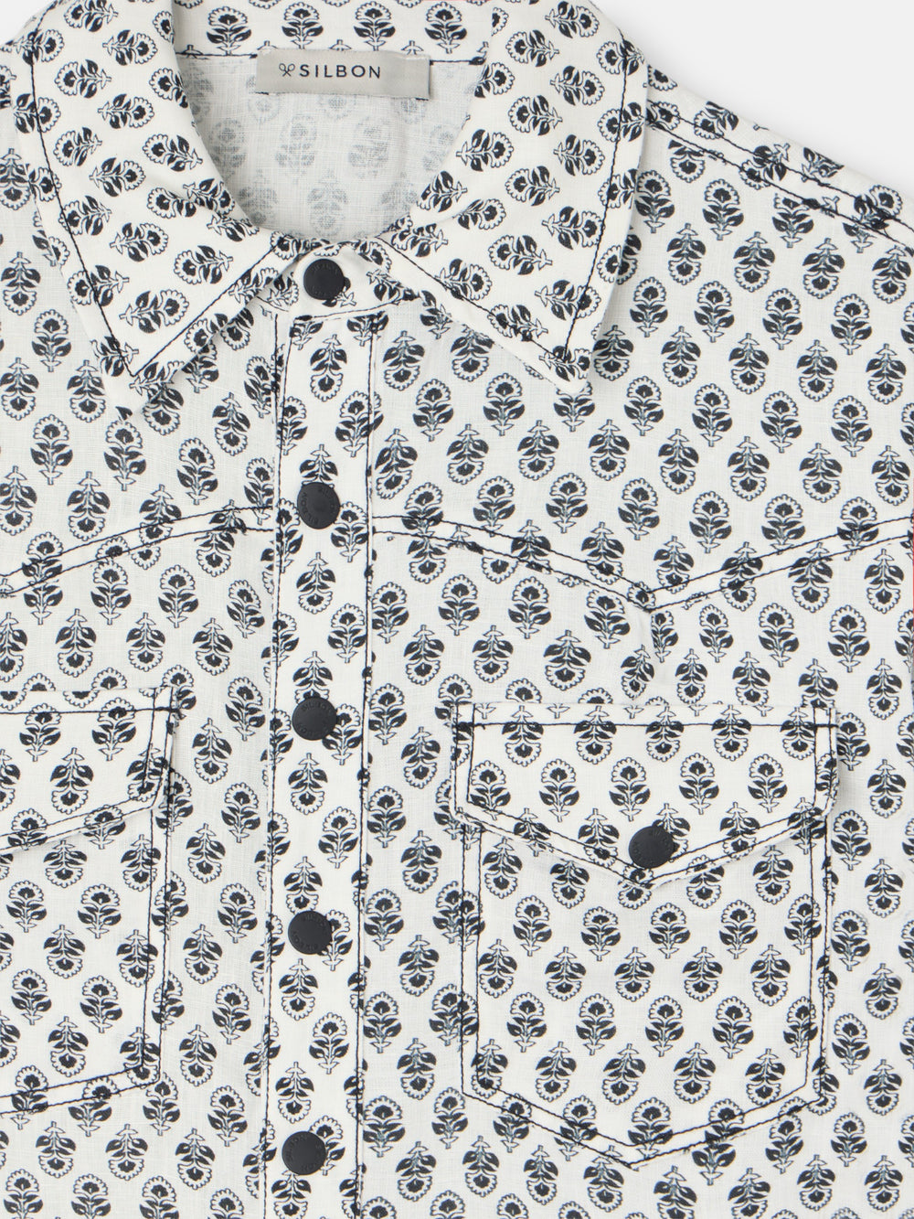 White printed linen jumpsuit