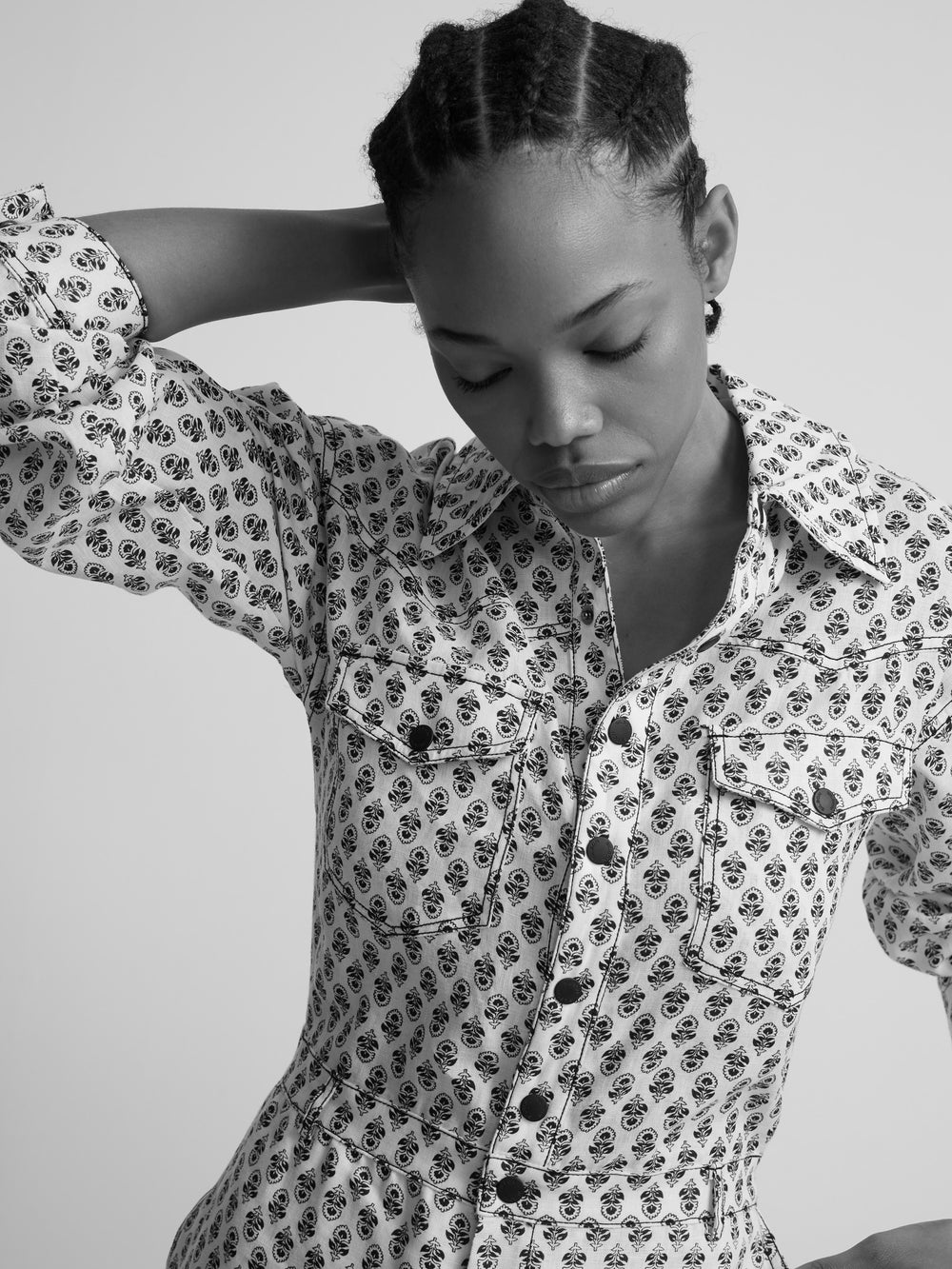 Macacão de linho estampado branco