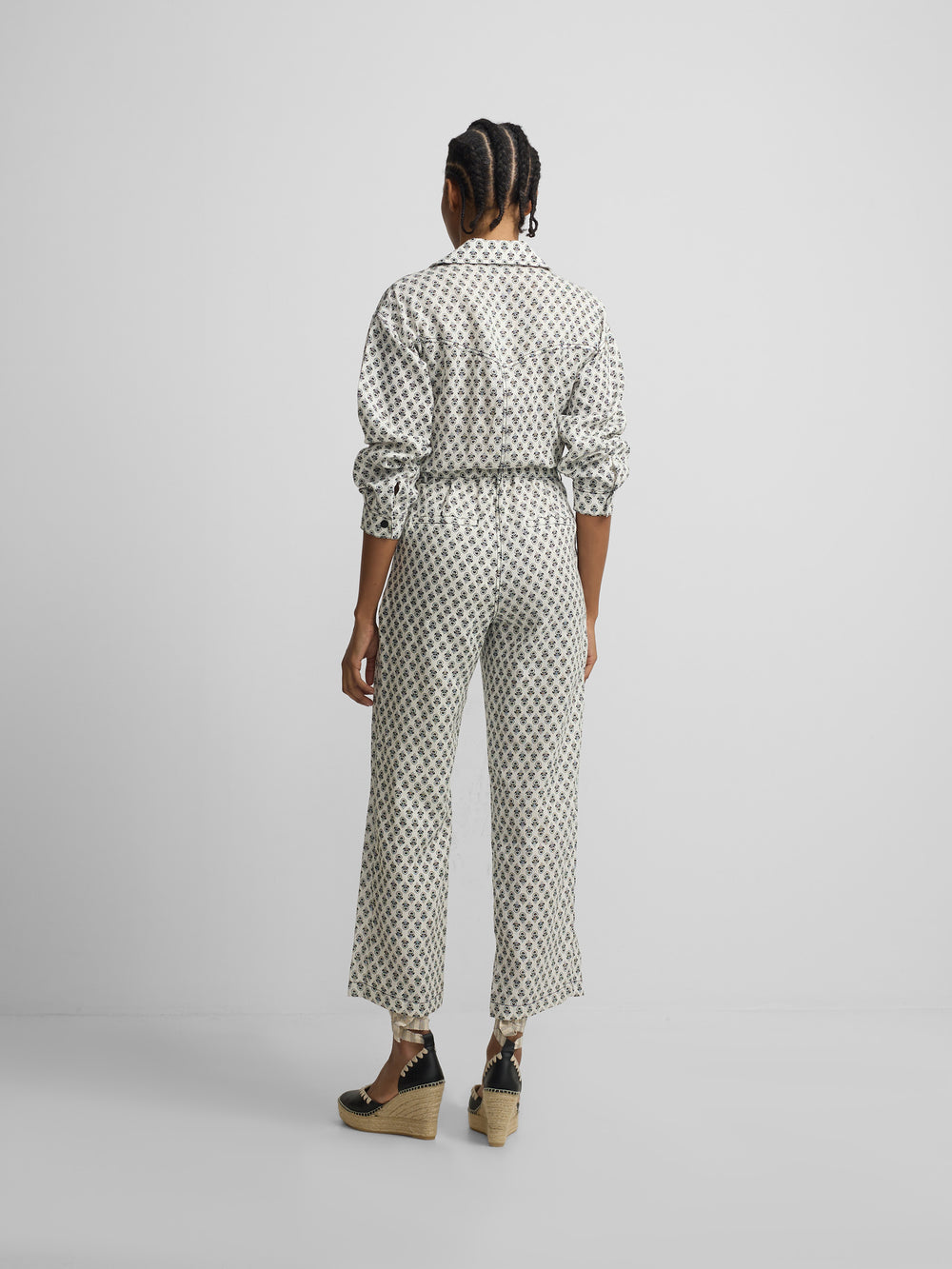 Macacão de linho estampado branco