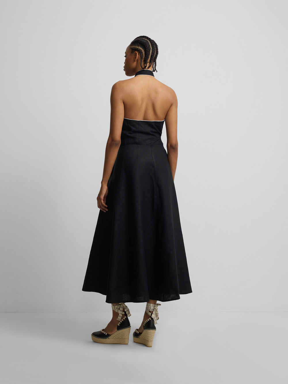 Vestido largo hebilla lino marino