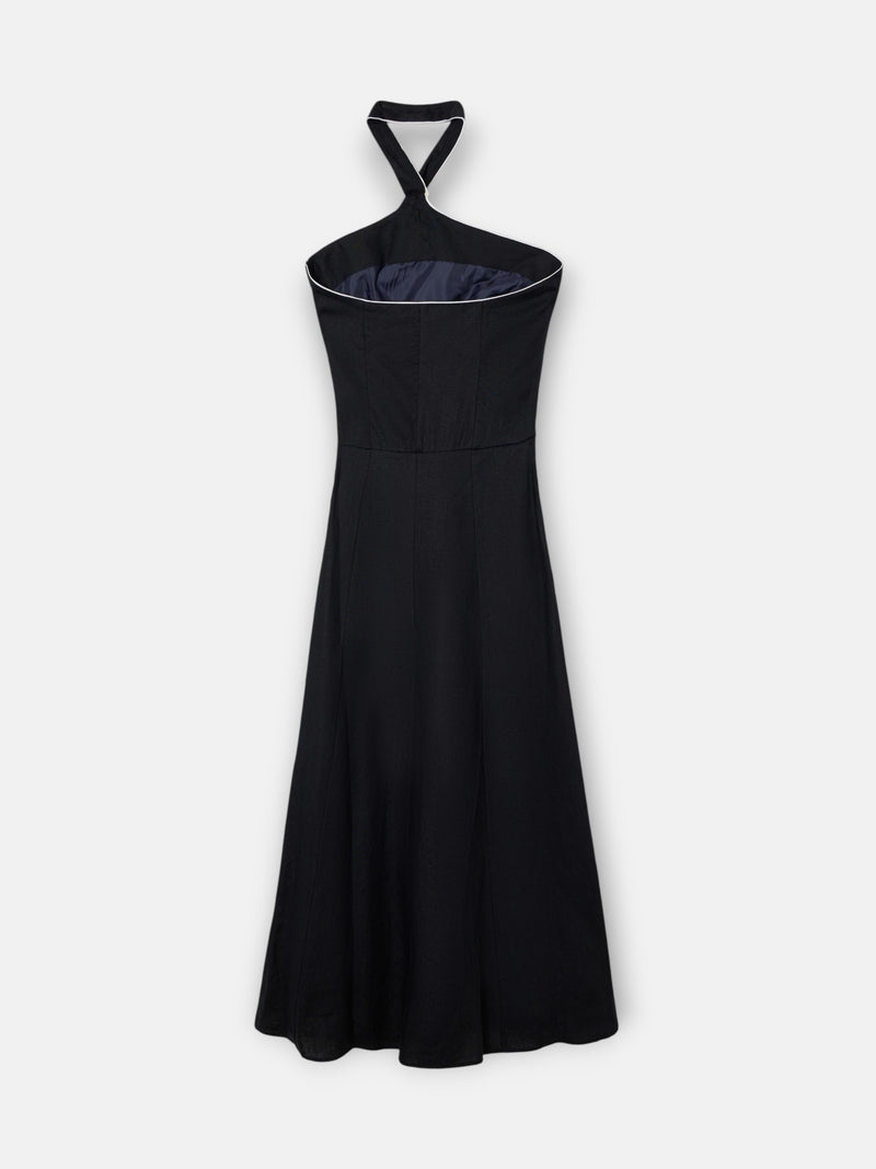 Vestido largo hebilla lino