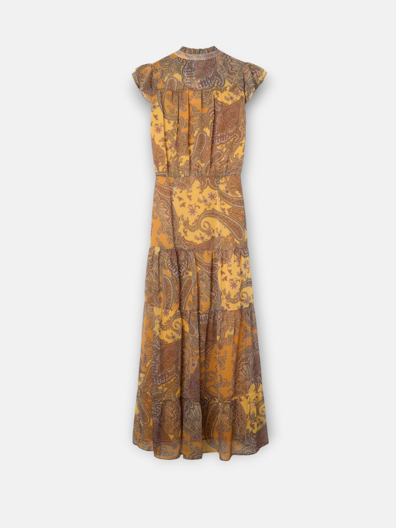 Vestido midi vuelo estampado naranjas