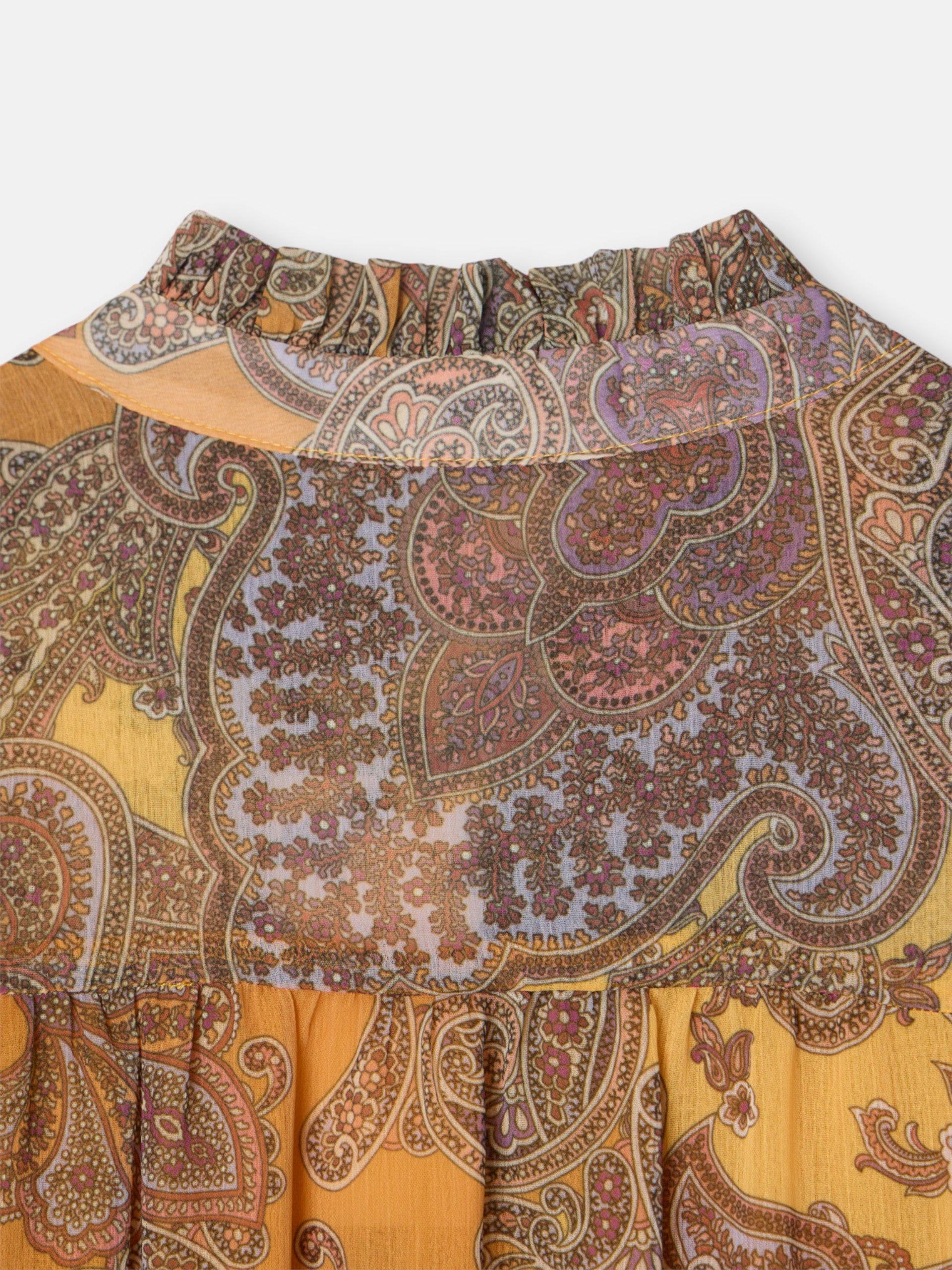 orange print midi flared dress