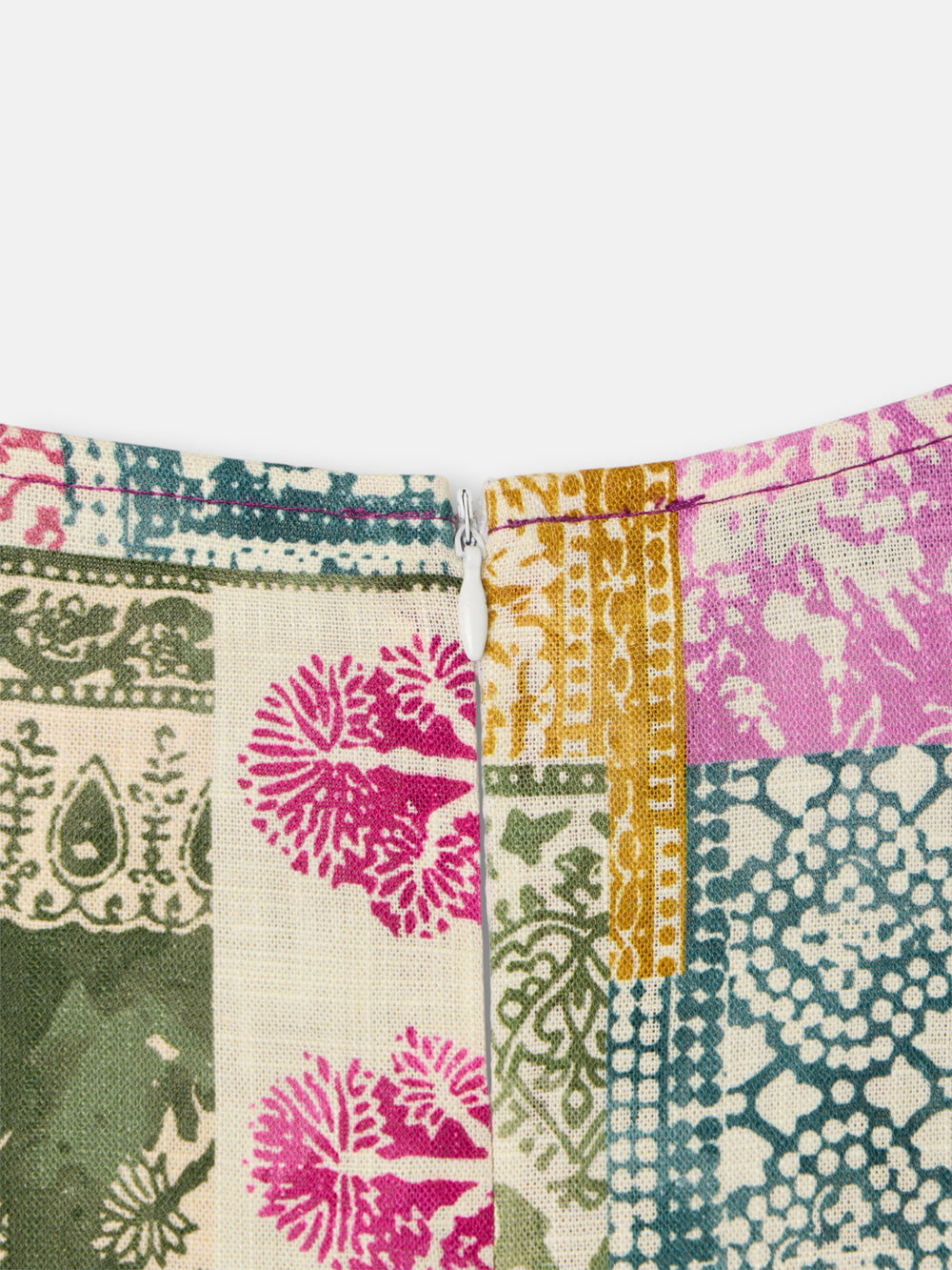 Vestido midi estampado patchwork cores