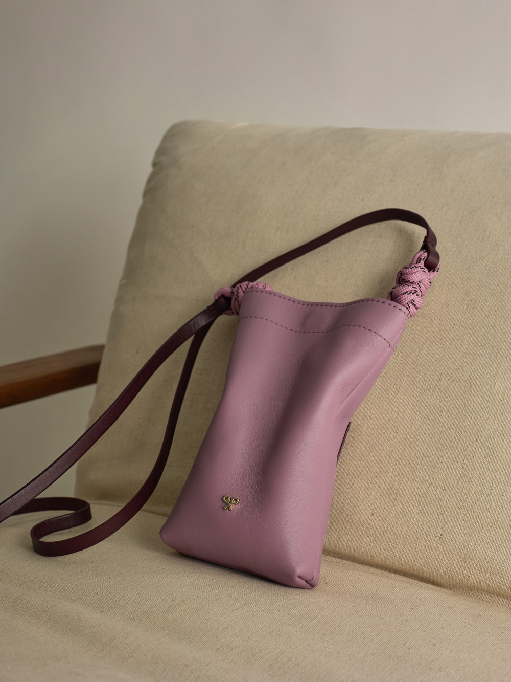 Minibolso nudo rosa y burdeos