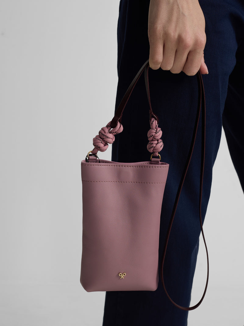 Minibolsa nó rosa e bordô