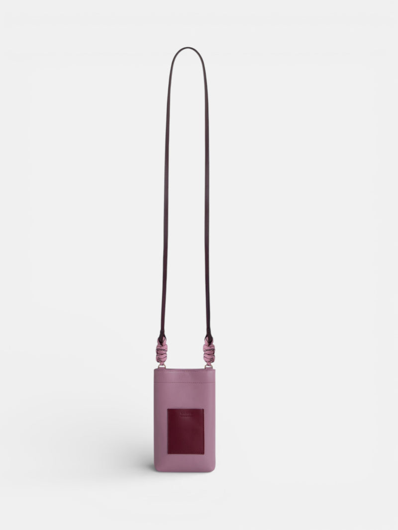 Minibolsa nó rosa e bordô