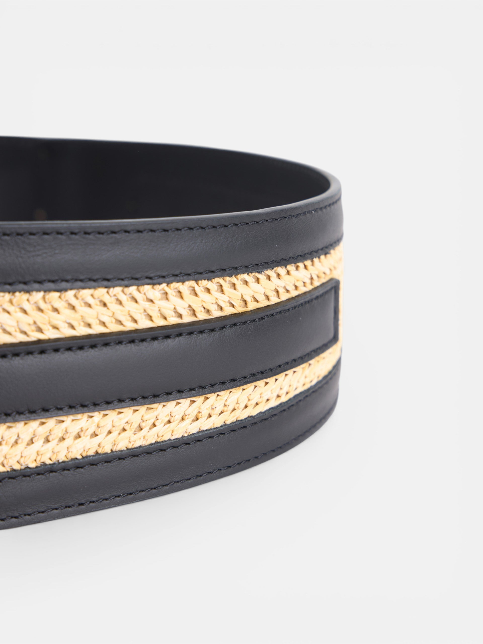 Cinturón fajín piel rafia negro