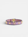 Pulseira de pele com logótipo e tachas malva