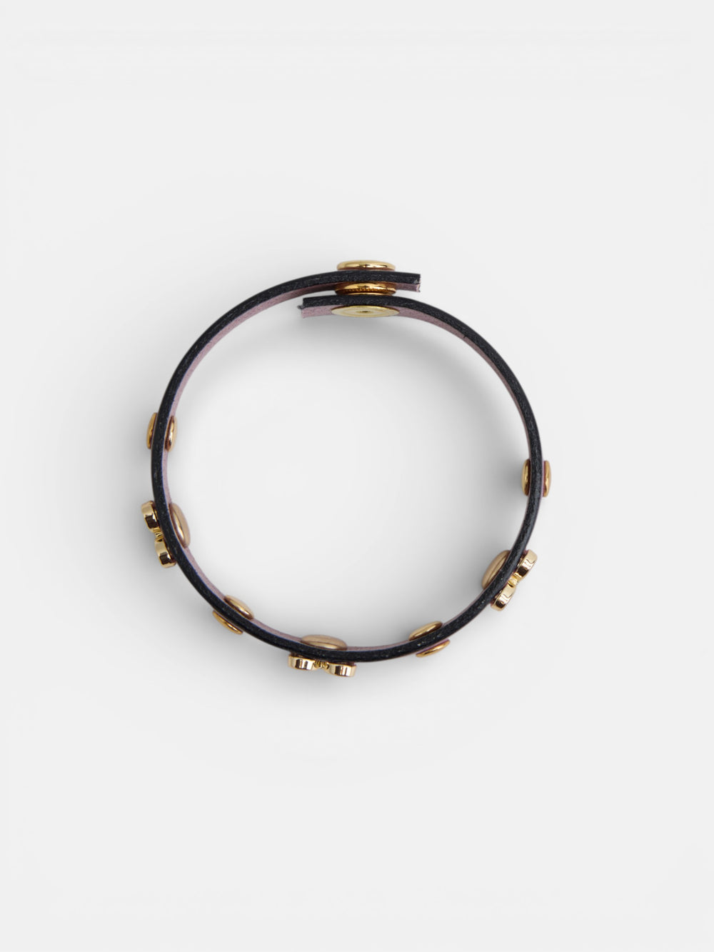 Pulsera piel logo y tachas malva