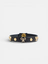 Pulseira de pele com logótipo e tachas preta