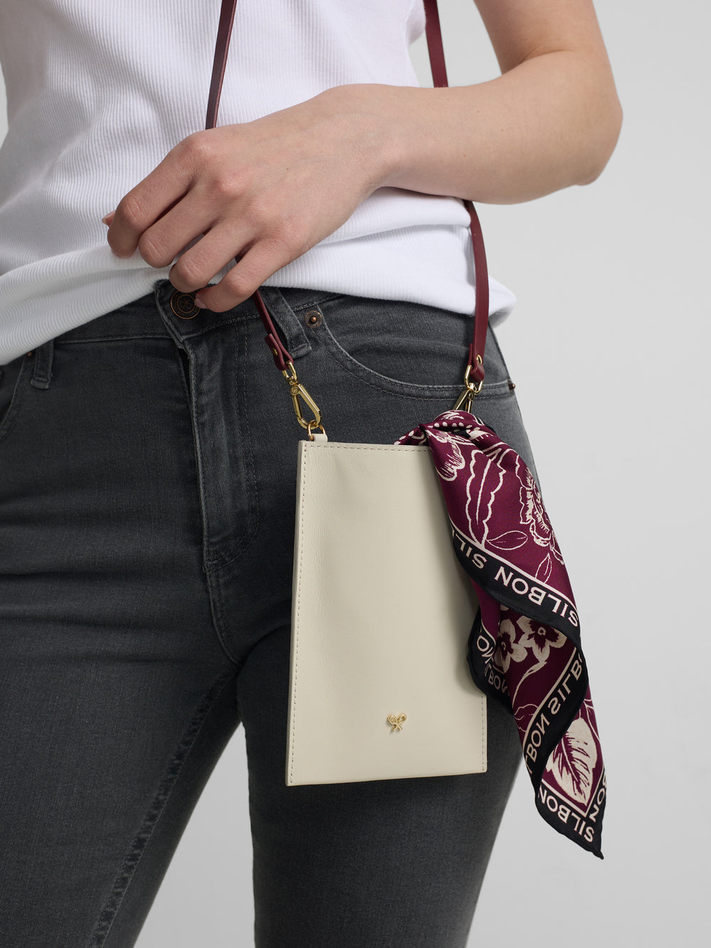 Portamovil piel crudo y burdeos