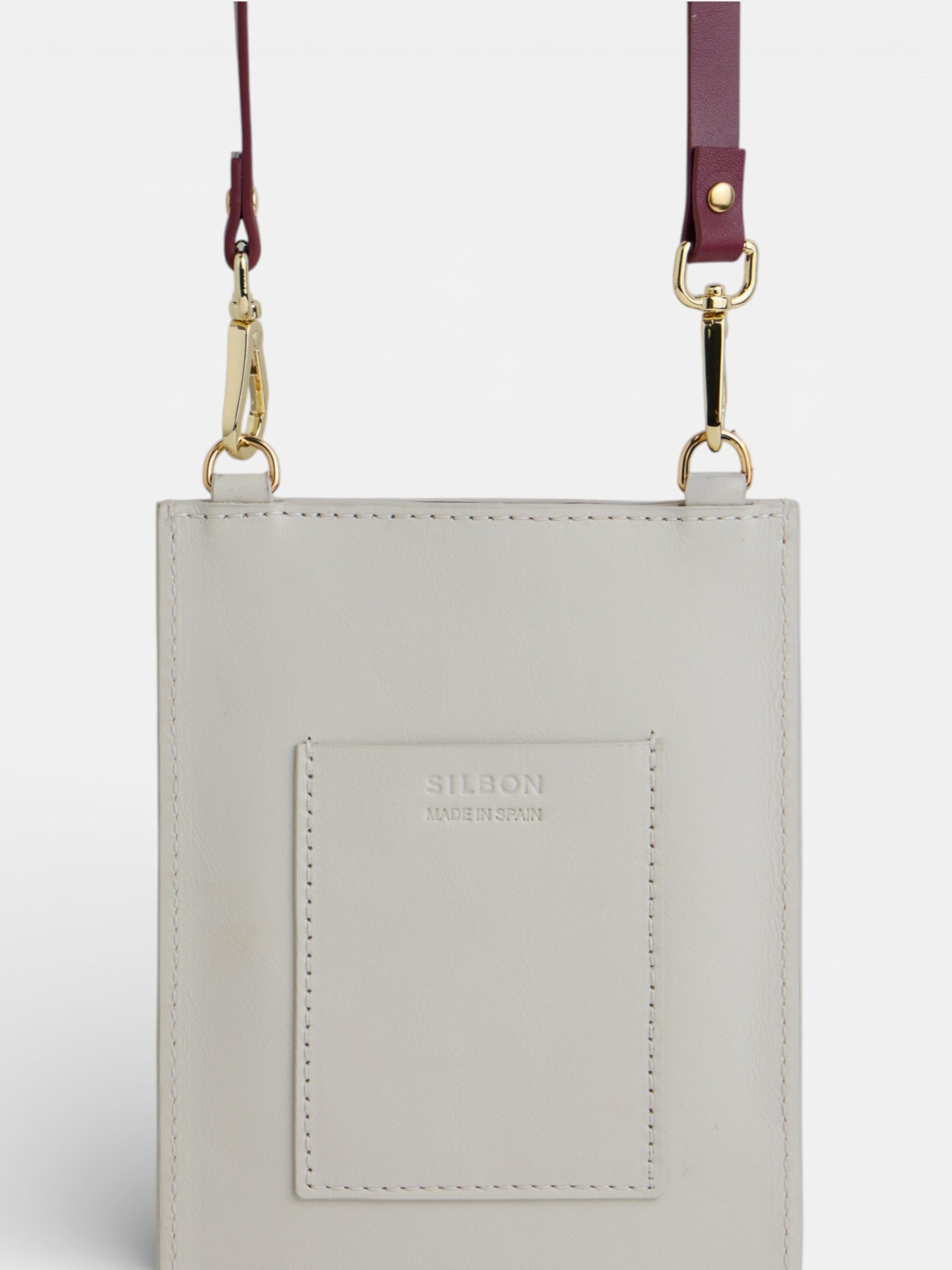 Portamovil piel crudo y burdeos