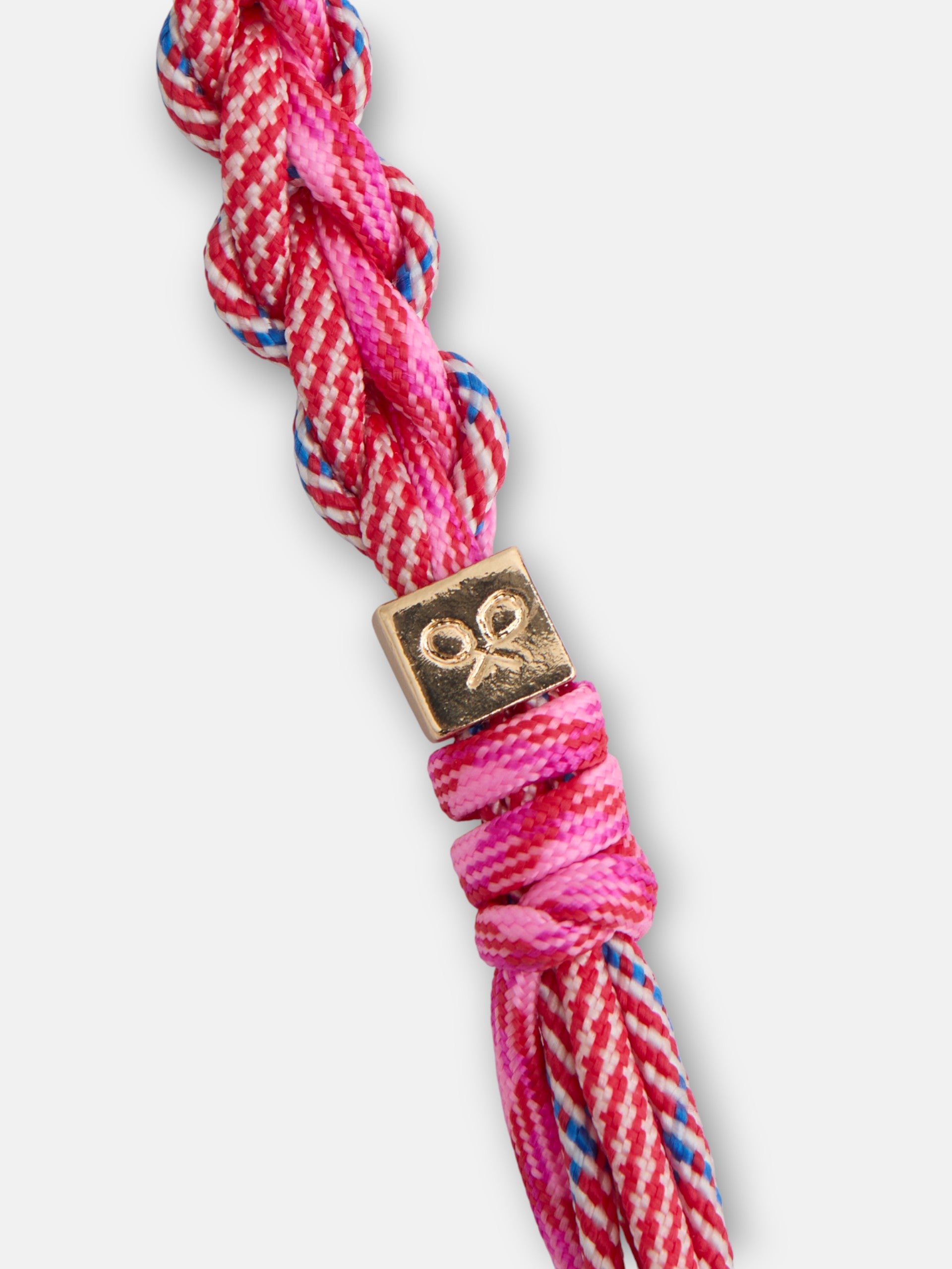 Porte-clés en cordon doré et rose