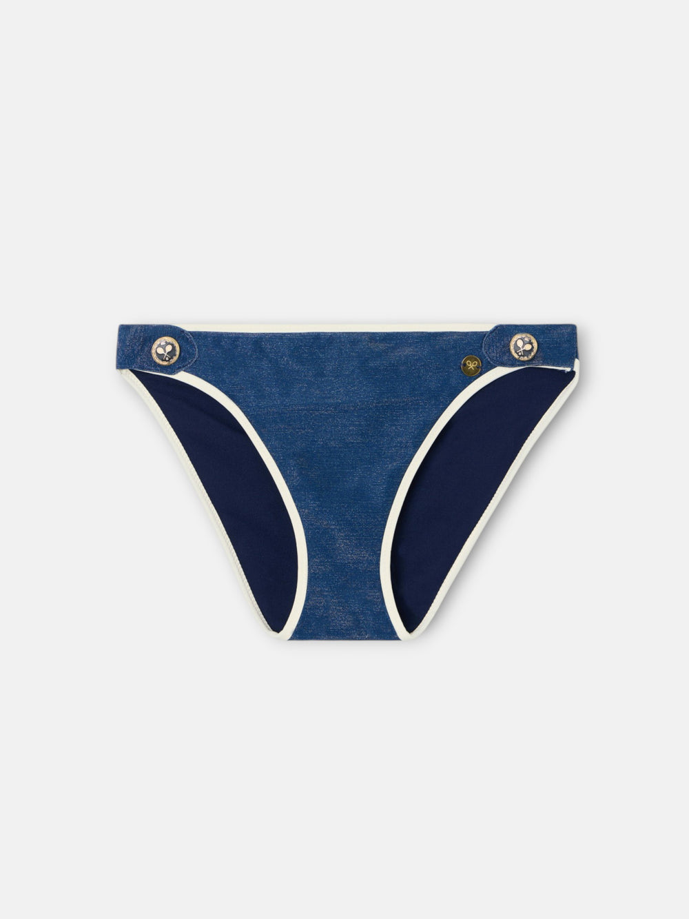 Braguita bikini marinero lurex azul