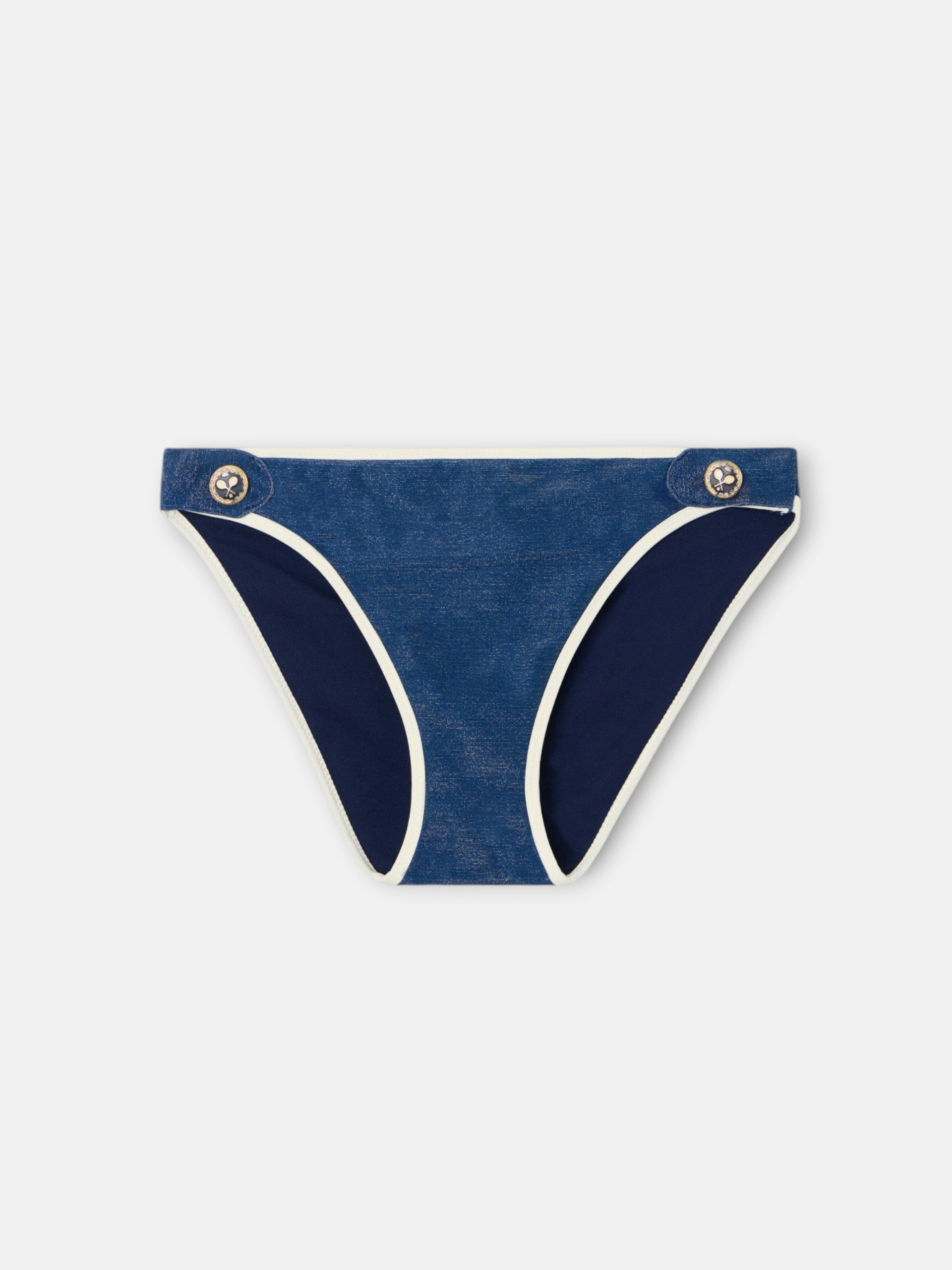 Culotte de bikini marin marin en lurex bleu