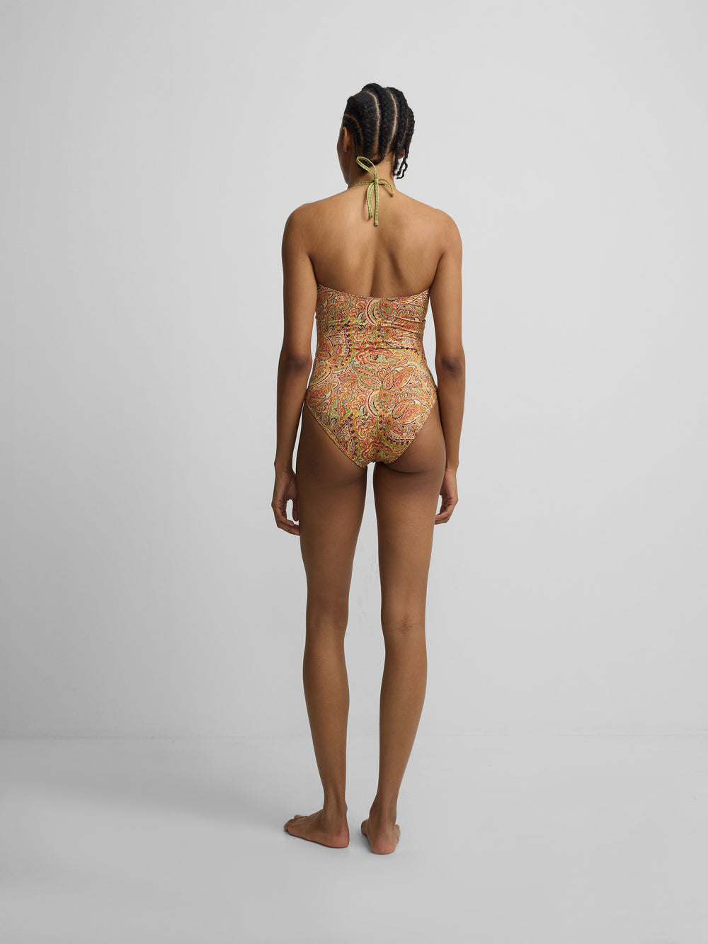 Orange paisley print swimsuit