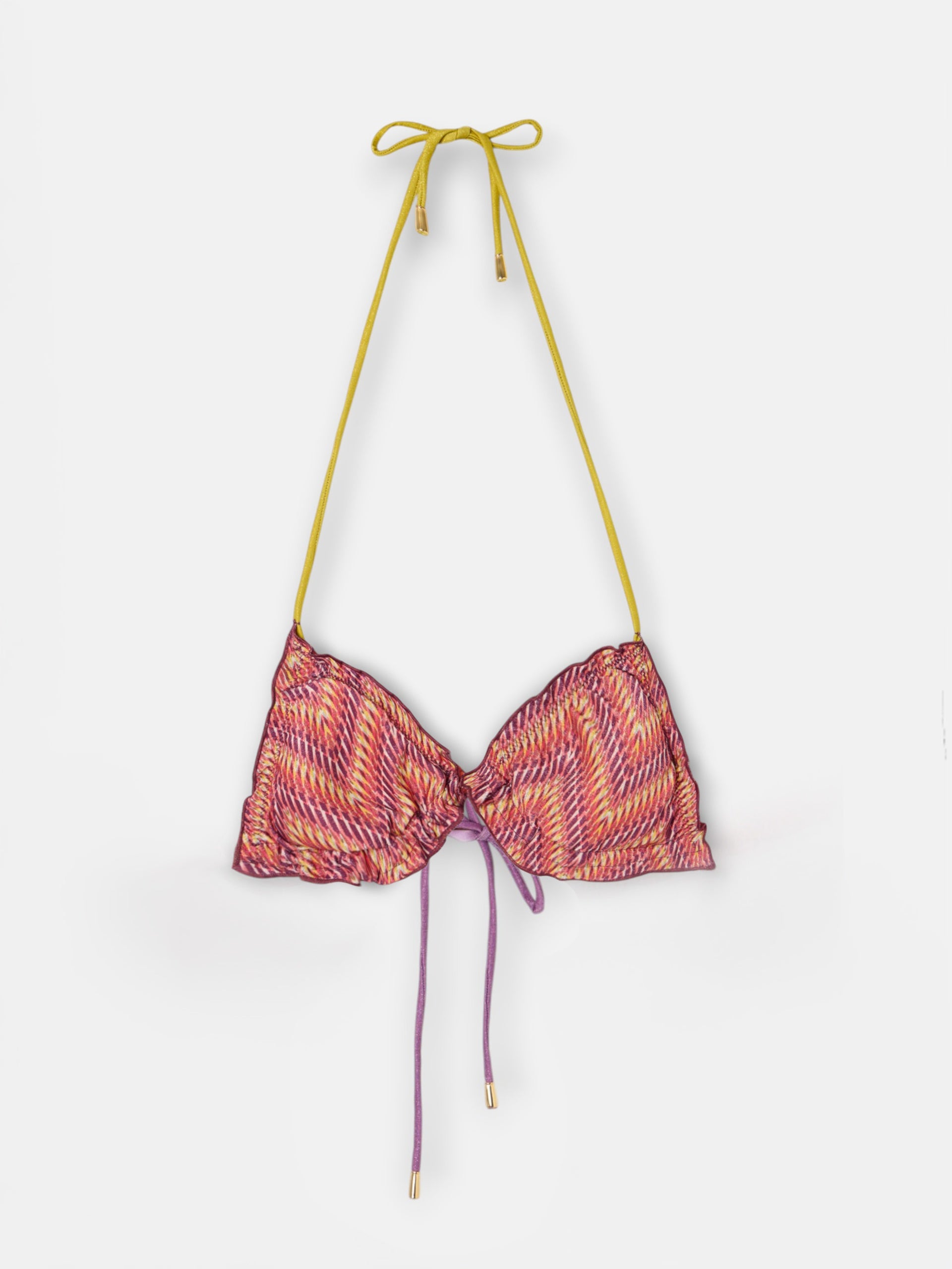 Haut de bikini chevrons roses