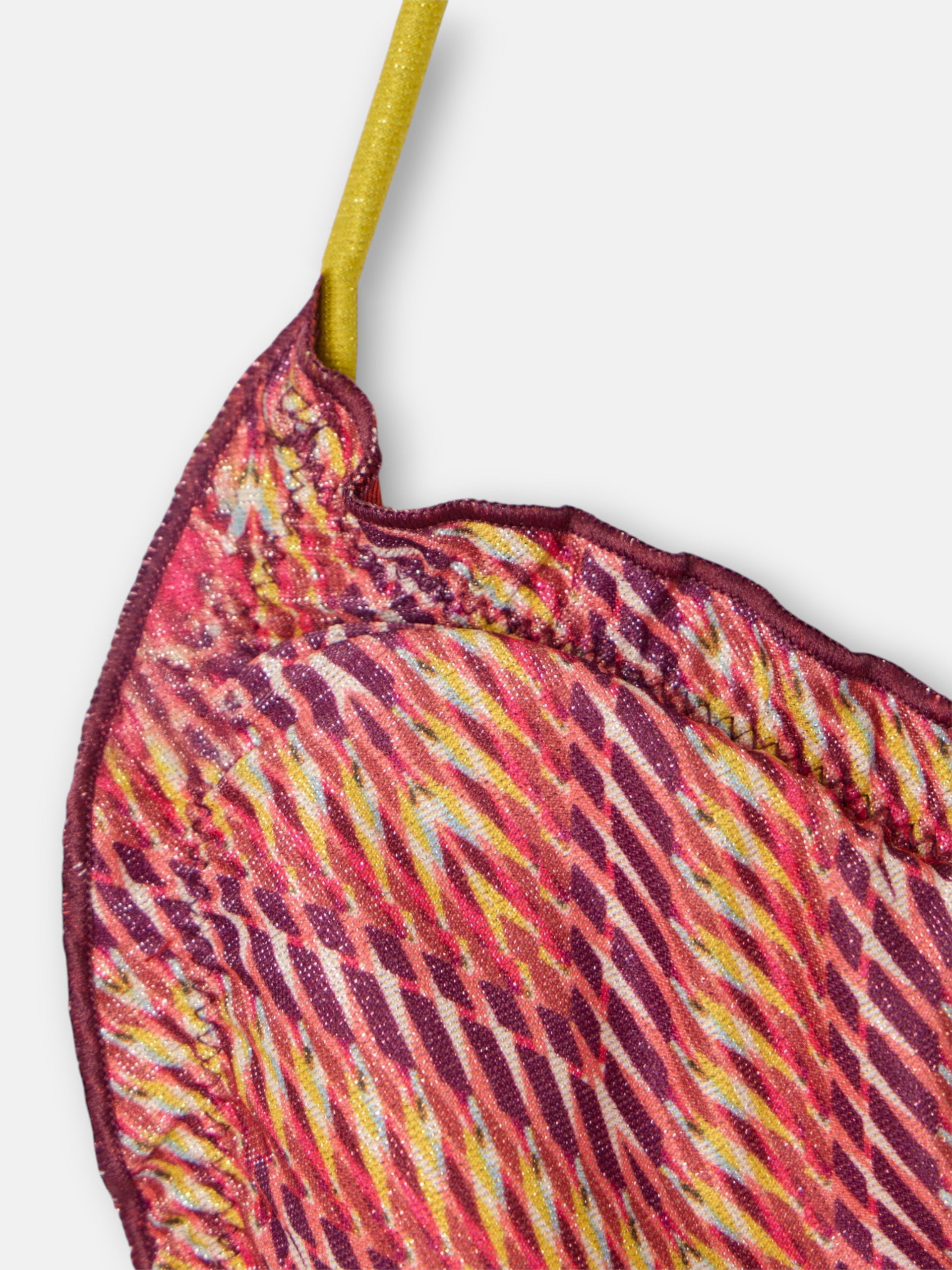 Haut de bikini chevrons roses