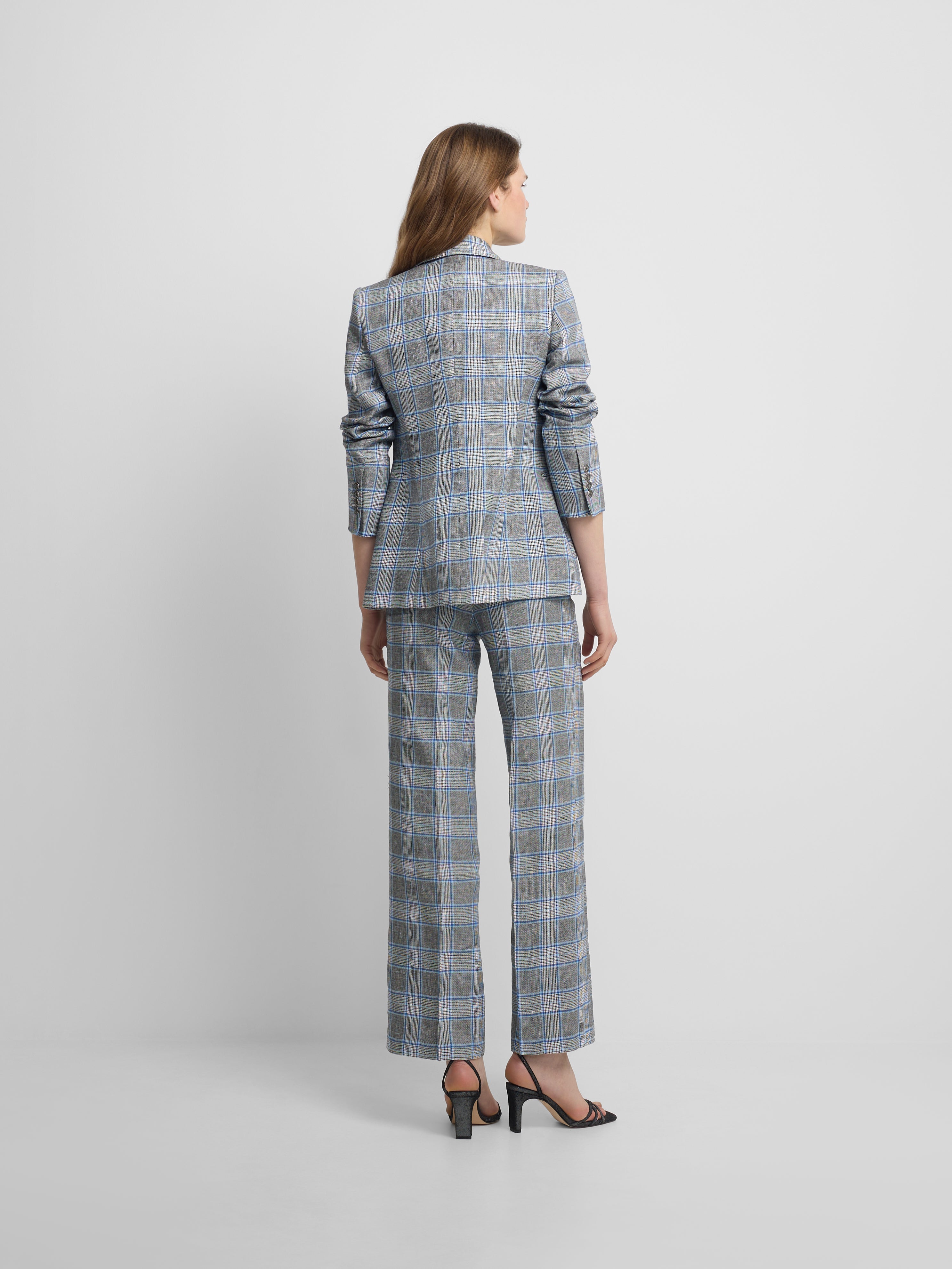 Blazer clássico aos quadrados azul-marinho