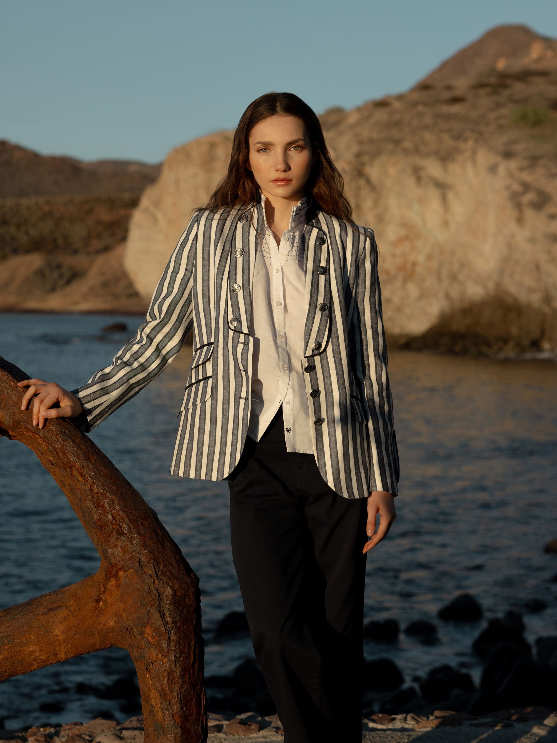 Americana marinera rayas azules