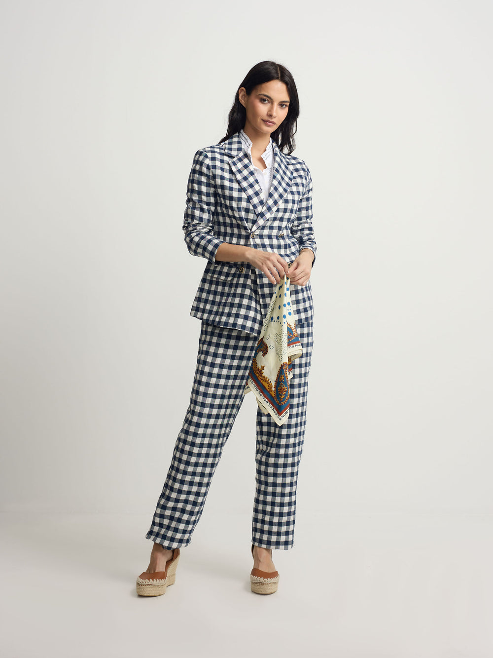 Americana cruzada vichy marino