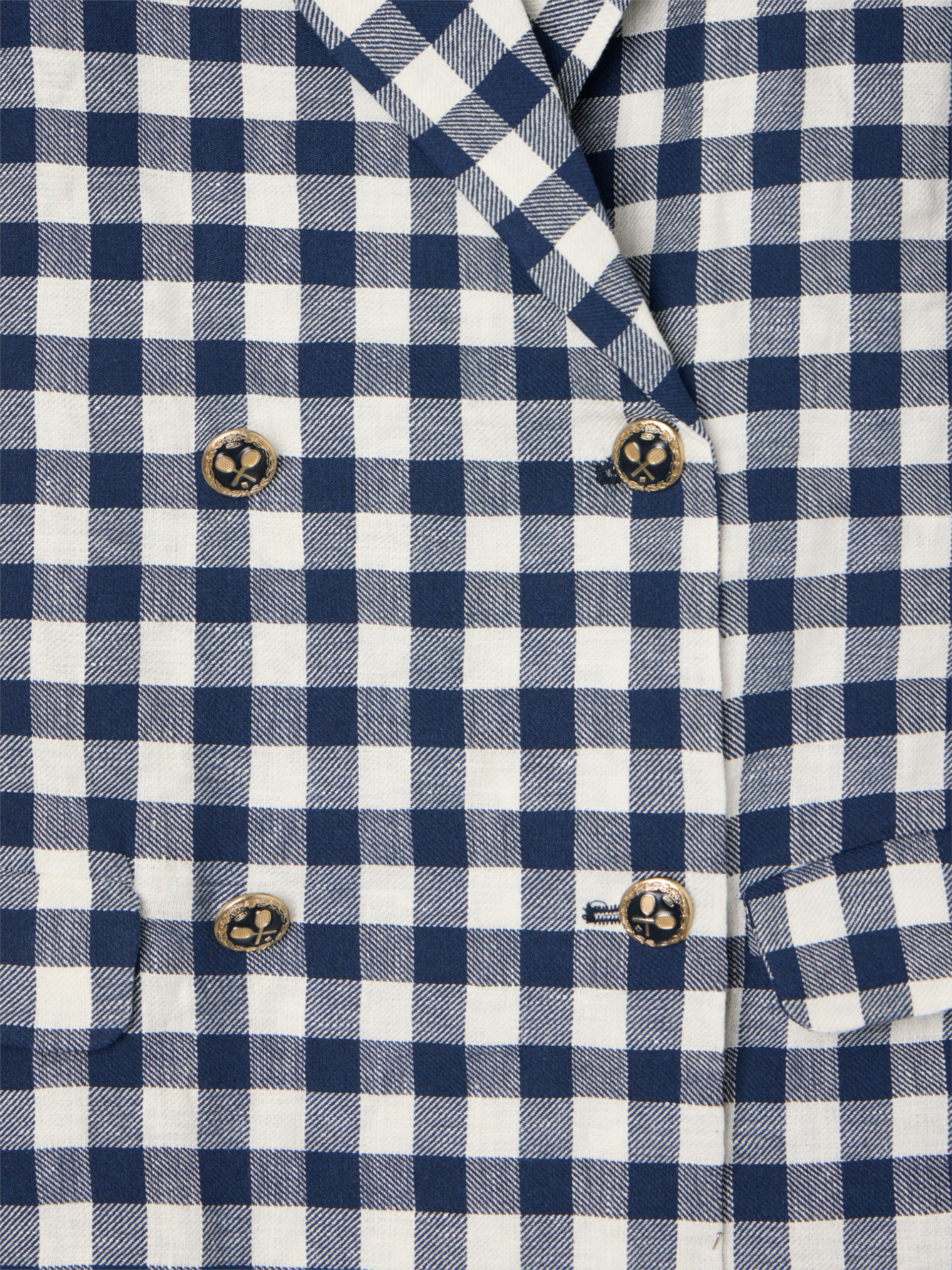 American double-breasted gingham navy