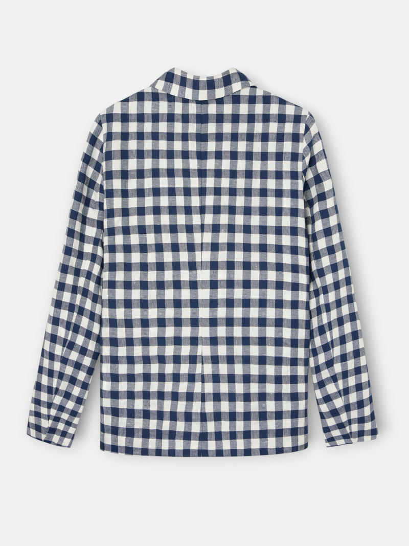 Blazer cruzado vichy azul-marinho