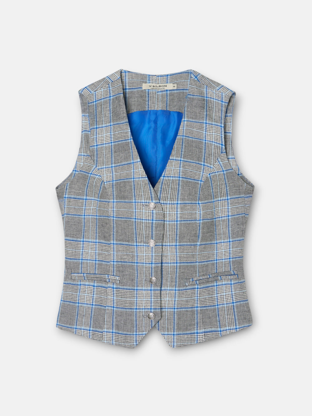 Gilet classique à carreaux marine