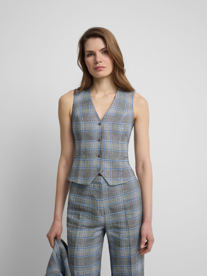 Gilet classique à carreaux marine