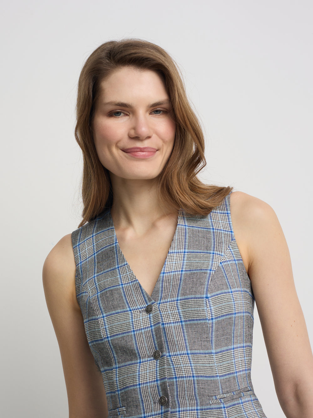 Chaleco clasico cuadros marino