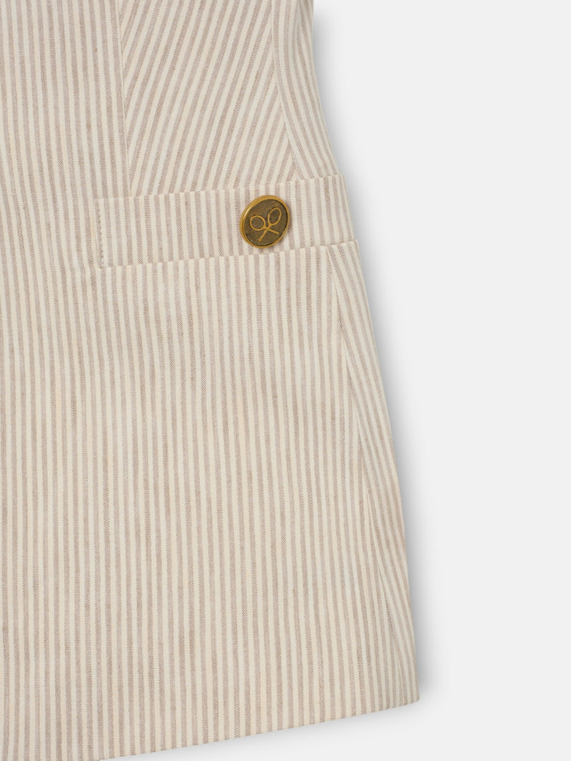 Beige striped buttoned vest
