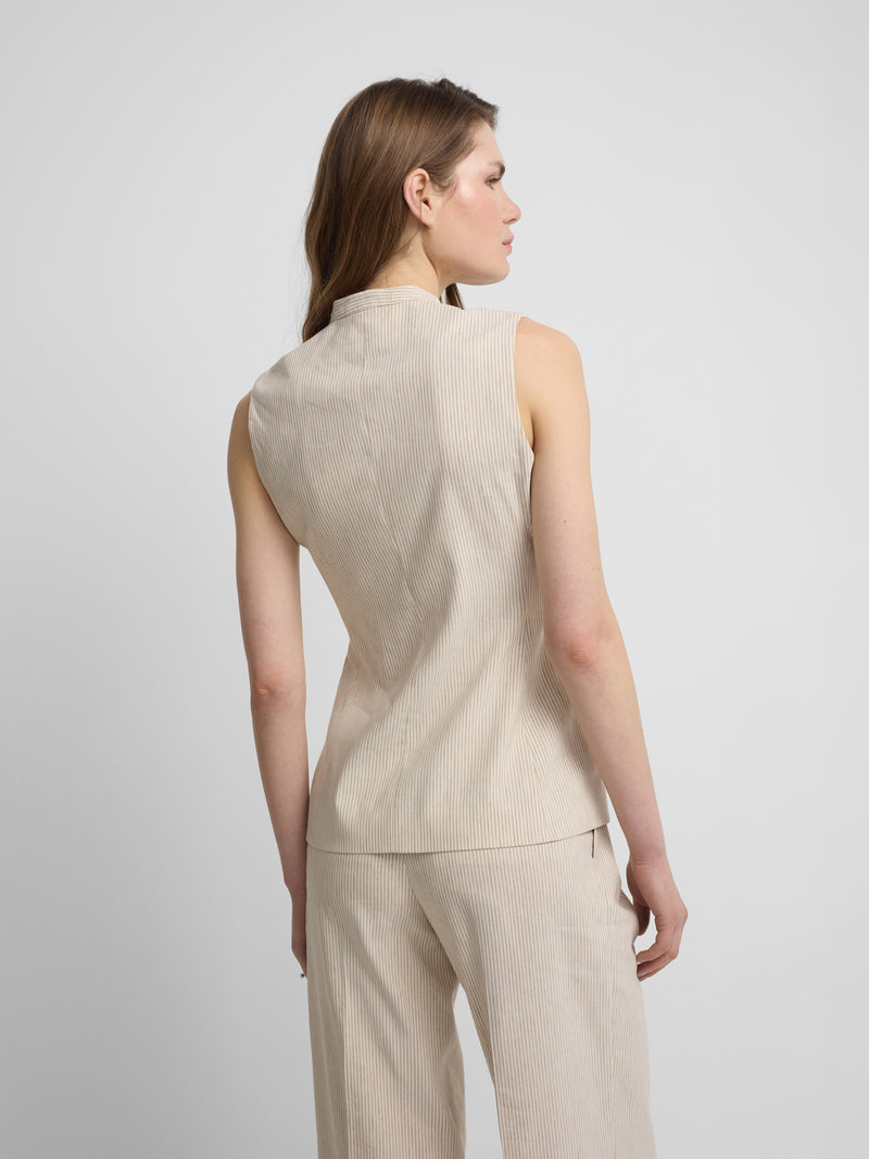Beige striped buttoned vest