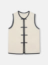 Raw linen waistcoat with contrasting trims