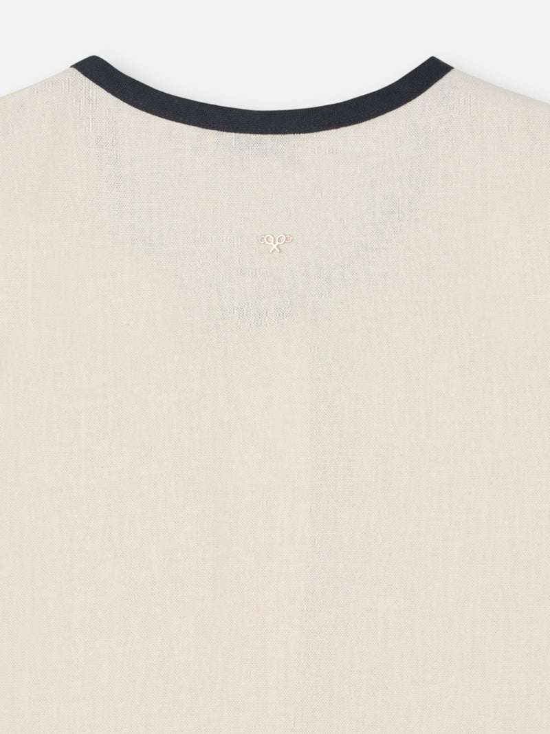 Raw linen waistcoat with contrasting trims
