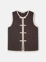 Brown linen waistcoat with contrasting trims