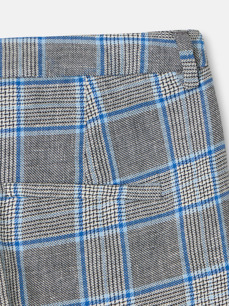 Pantalon droit à carreaux marine