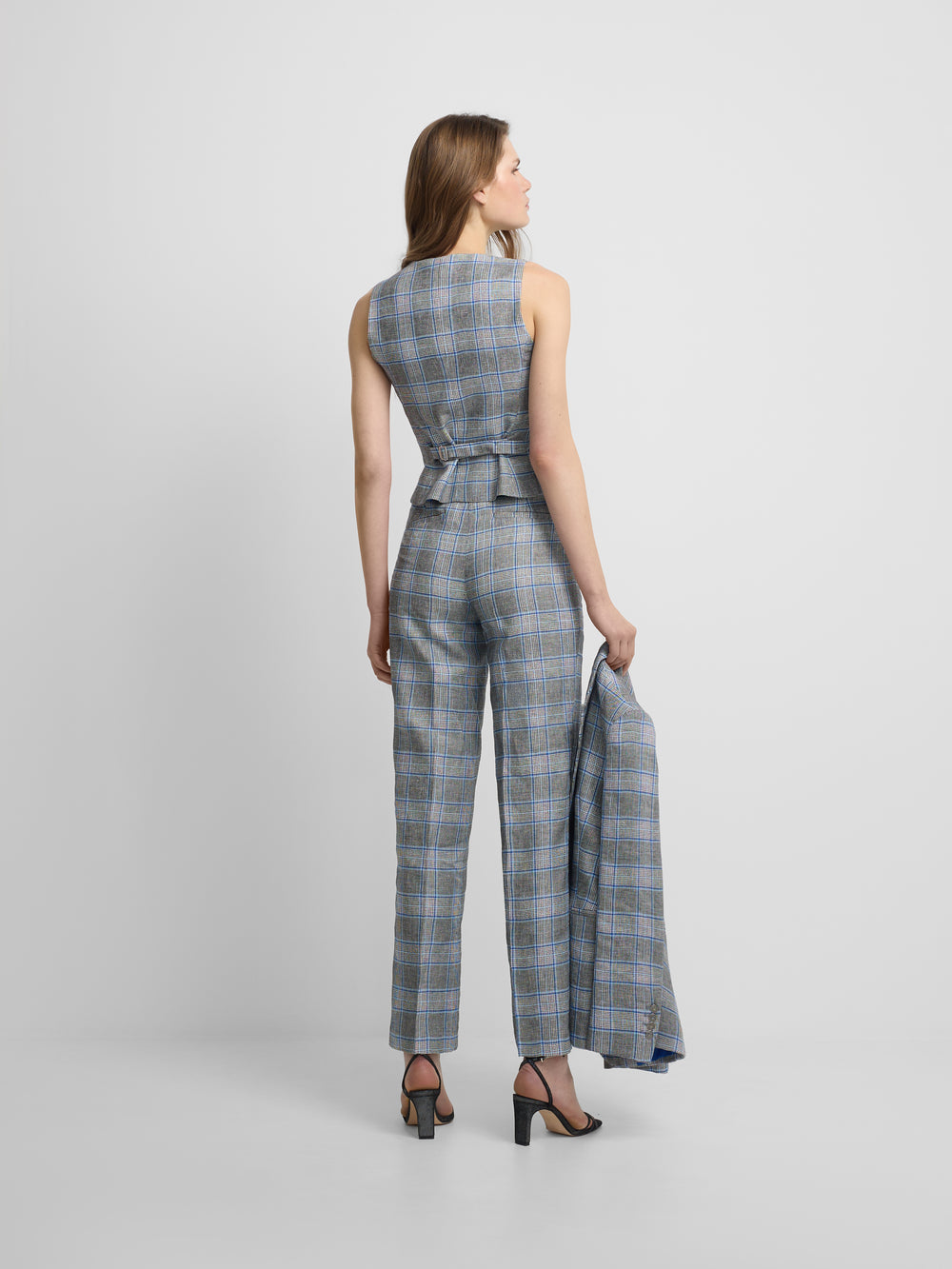 Pantalon recto cuadros marino