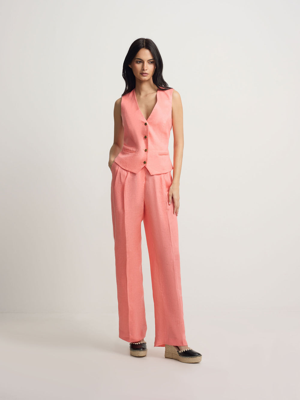 Pantalon recto coral