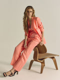 Pantalon recto coral