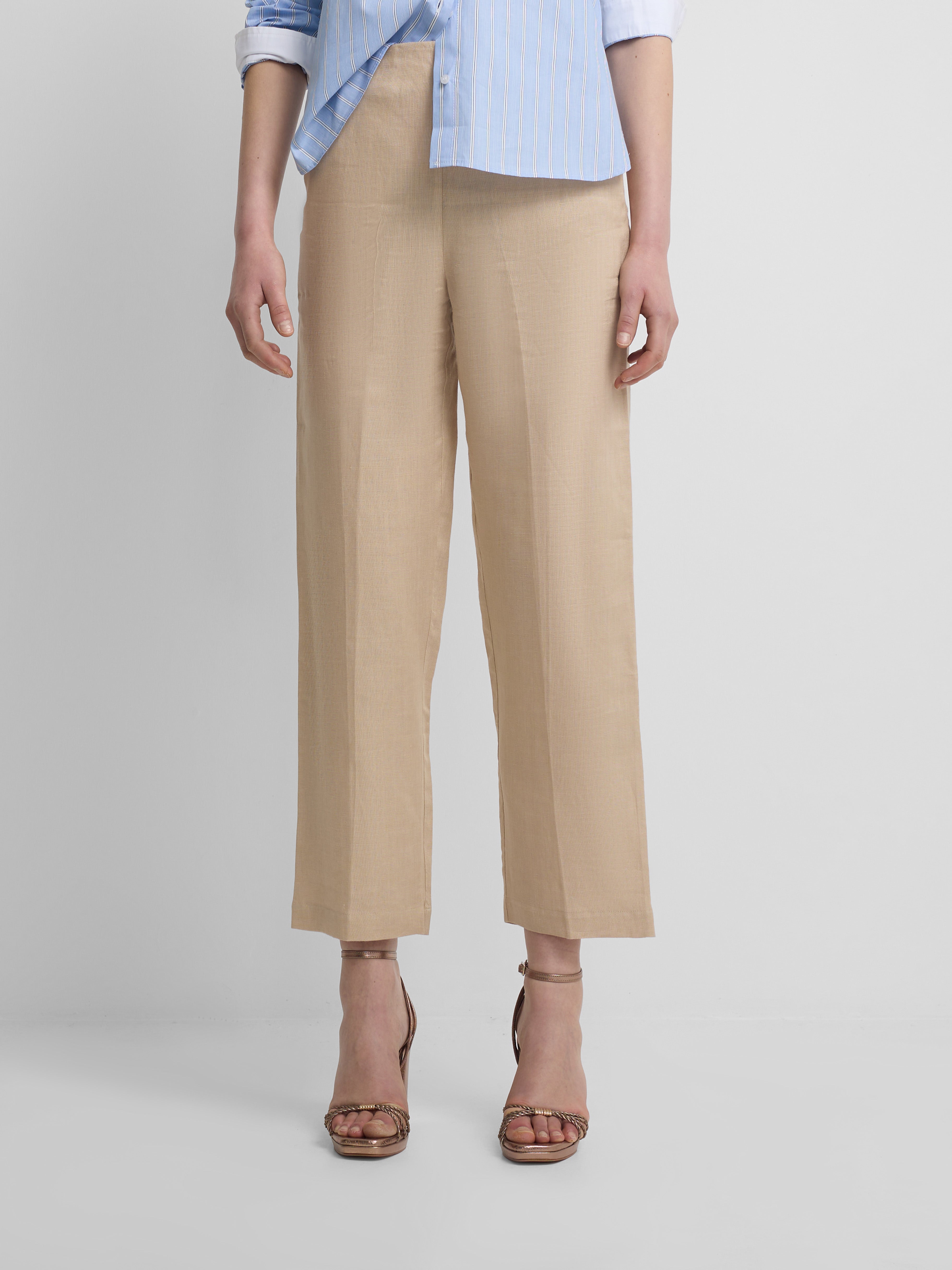 Beige linen trousers