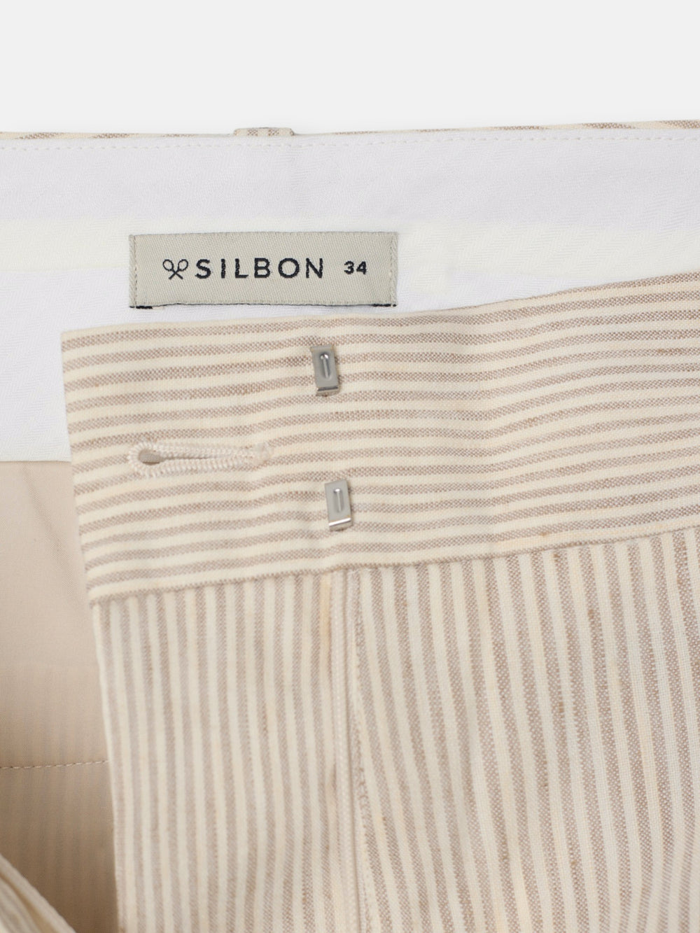 Pantalon recto rayas beige