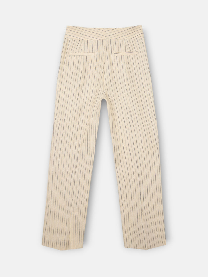 Pantalon crudo rayas azules
