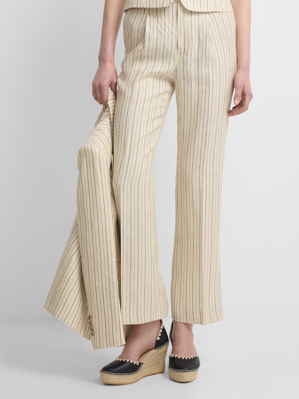 Pantalon brut à rayures bleues