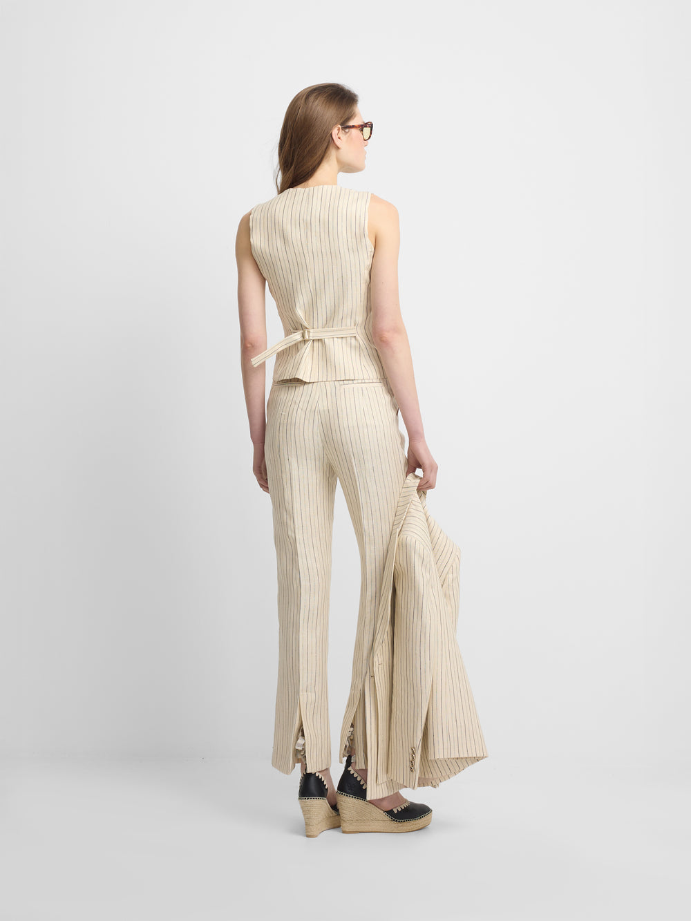 Pantalon brut à rayures bleues