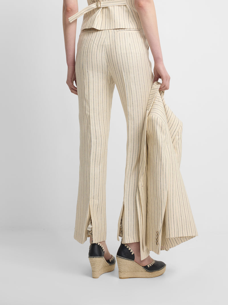 Pantalon crudo rayas azules