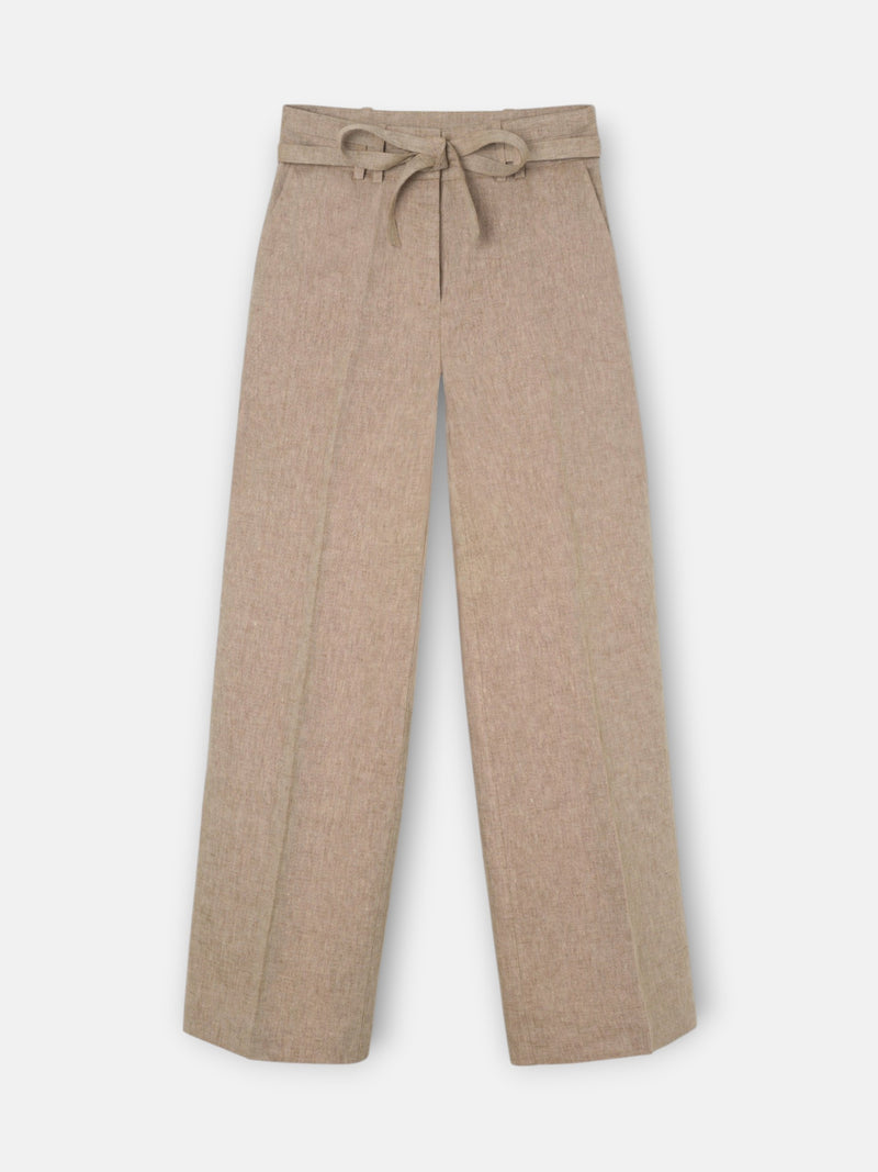 Pantalon recto aberturas beige